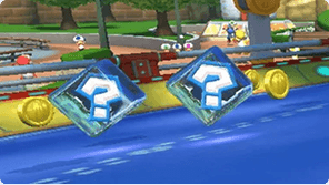 Screenshot of the Mystery loot mechanic in Mario Kart 8